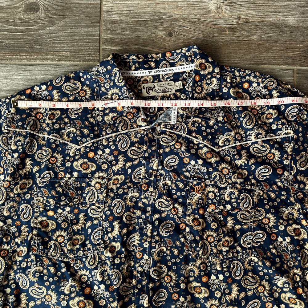 Cowboy Hardware Womens Paisley Western Snap Button Shirt Blue Long Sleeve XL - Picture 5 of 7